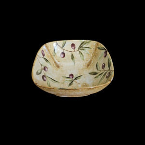 222 Fifth Oliveto 6" Square Bowl Olive Branch Design Fine China Indonesia